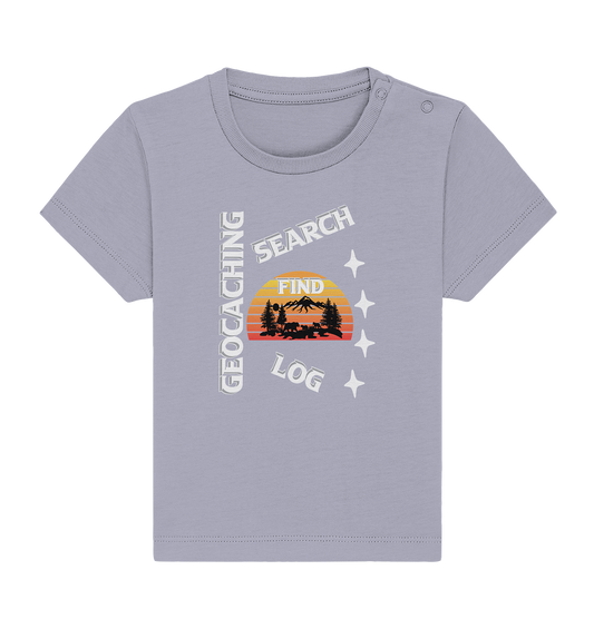 Geocaching-SEARCH-FIND-LOG, Cache Helles Design, Mounten - Baby Organic Shirt