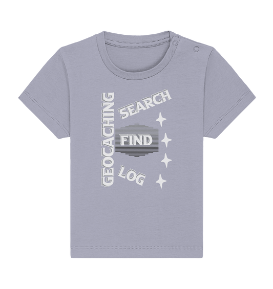 Geocaching-SEARCH-FIND-LOG, Cache Helles Disign Sterne - Baby Organic Shirt