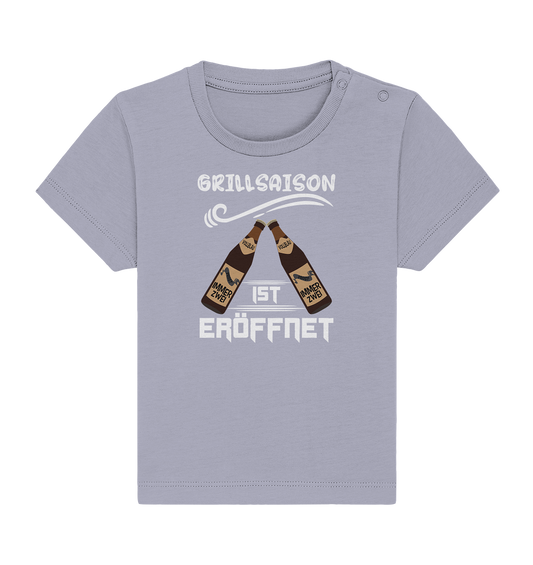 Grillsaison ist eröffnet, Grillen, Party, Feiern, Helles Design - Baby Organic Shirt