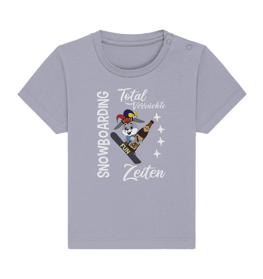 Snowboarding, verrückte Zeiten, Snowboarder, Osterhase - Baby Organic Shirt