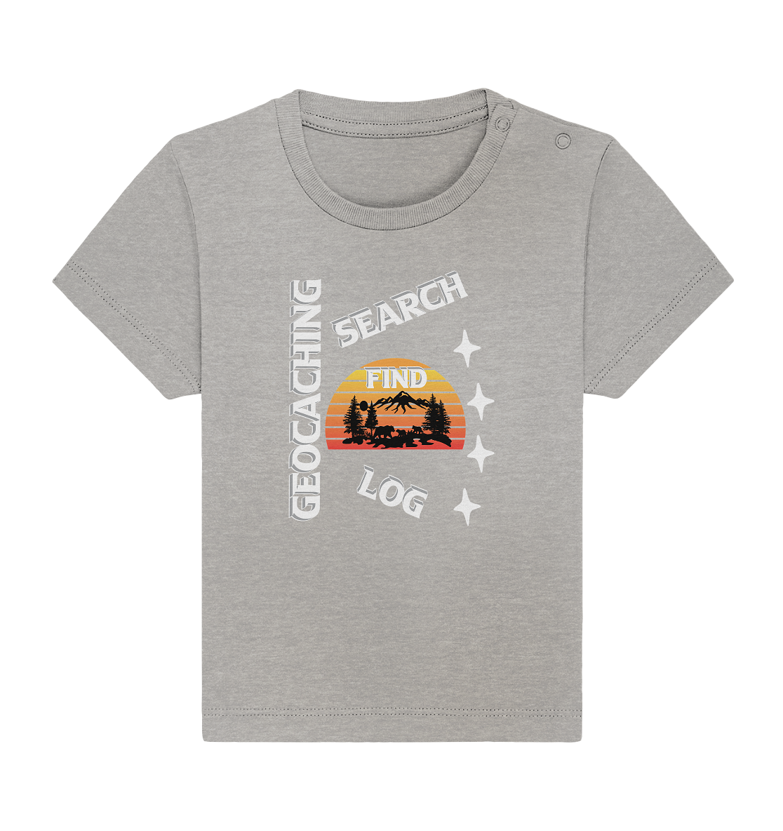 Geocaching-SEARCH-FIND-LOG, Cache Helles Design, Mounten - Baby Organic Shirt