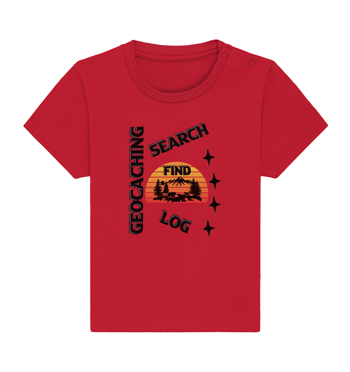 Geocaching, Suchen, Finden und Log, Geocache Schwarzes Design Mounten - Baby Organic Shirt