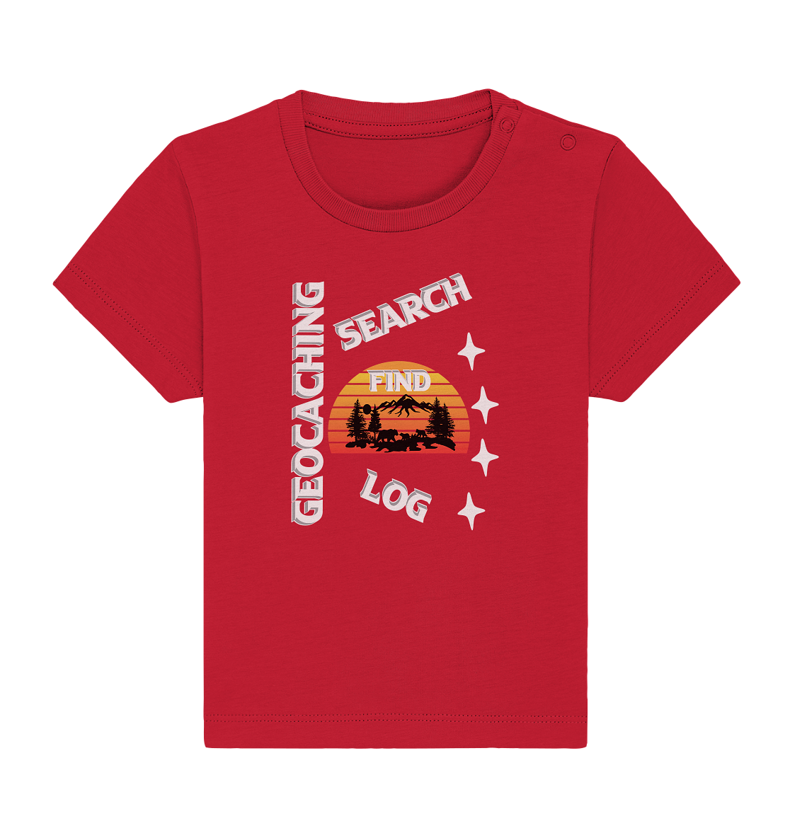 Geocaching-SEARCH-FIND-LOG, Cache Helles Design, Mounten - Baby Organic Shirt