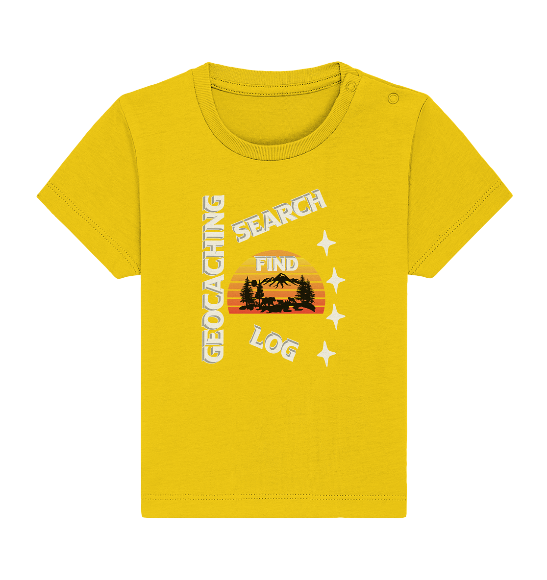 Geocaching-SEARCH-FIND-LOG, Cache Helles Design, Mounten - Baby Organic Shirt