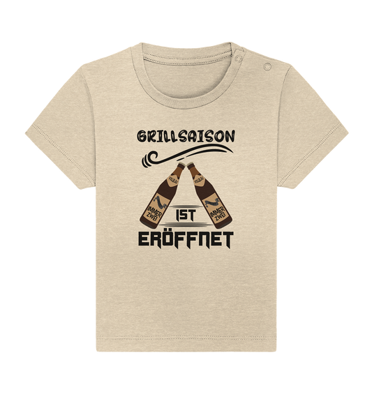 Grillsaison ist eröffnet, Grillen, Party, Feiern, Schwarzes Design - Baby Organic Shirt