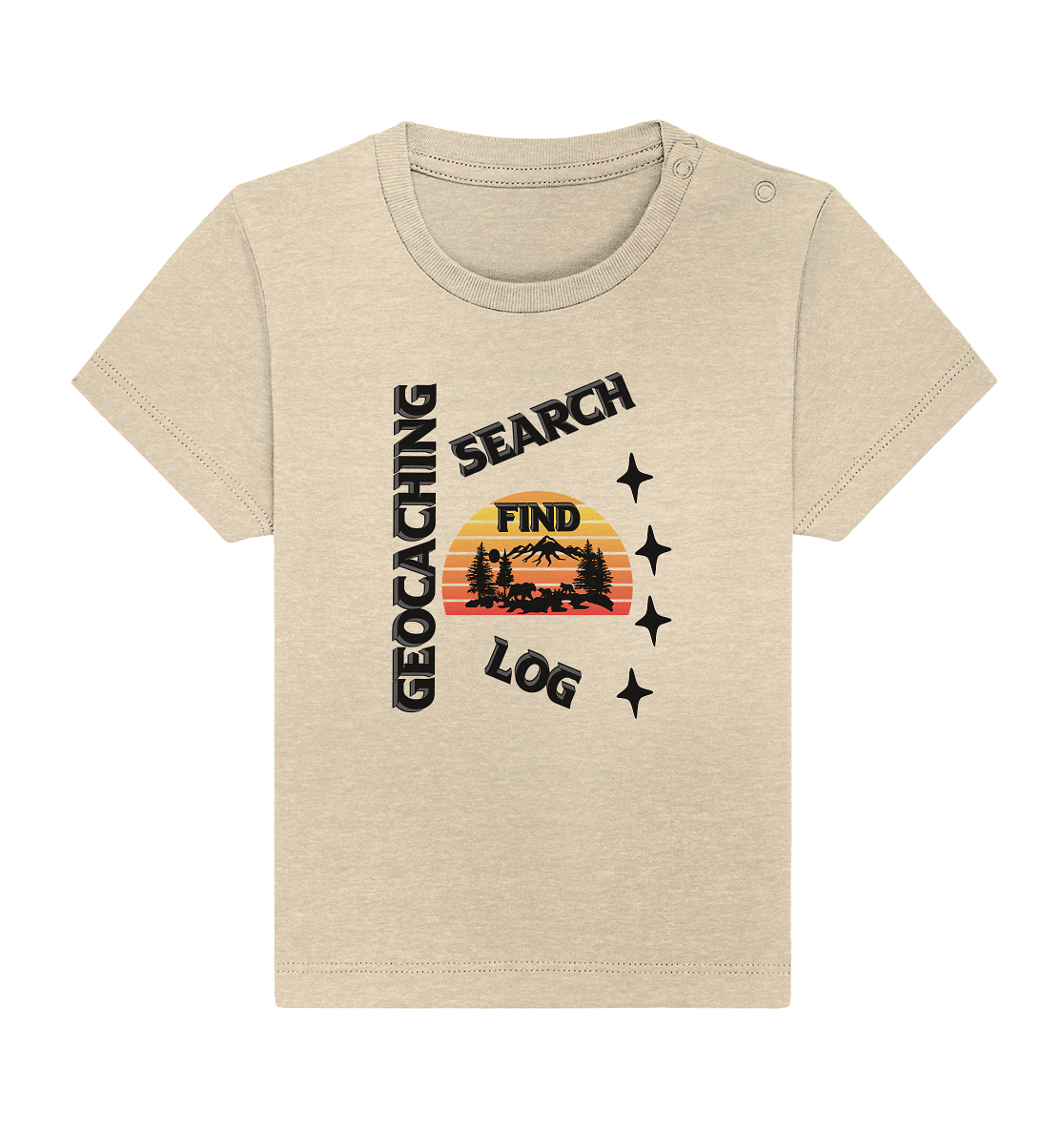 Geocaching, Suchen, Finden und Log, Geocache Schwarzes Design Mounten - Baby Organic Shirt