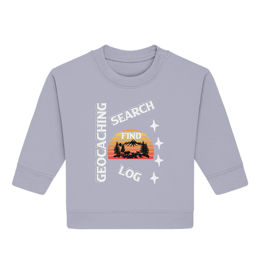 Geocaching-SEARCH-FIND-LOG, Cache Helles Design, Mounten - Baby Organic Sweatshirt