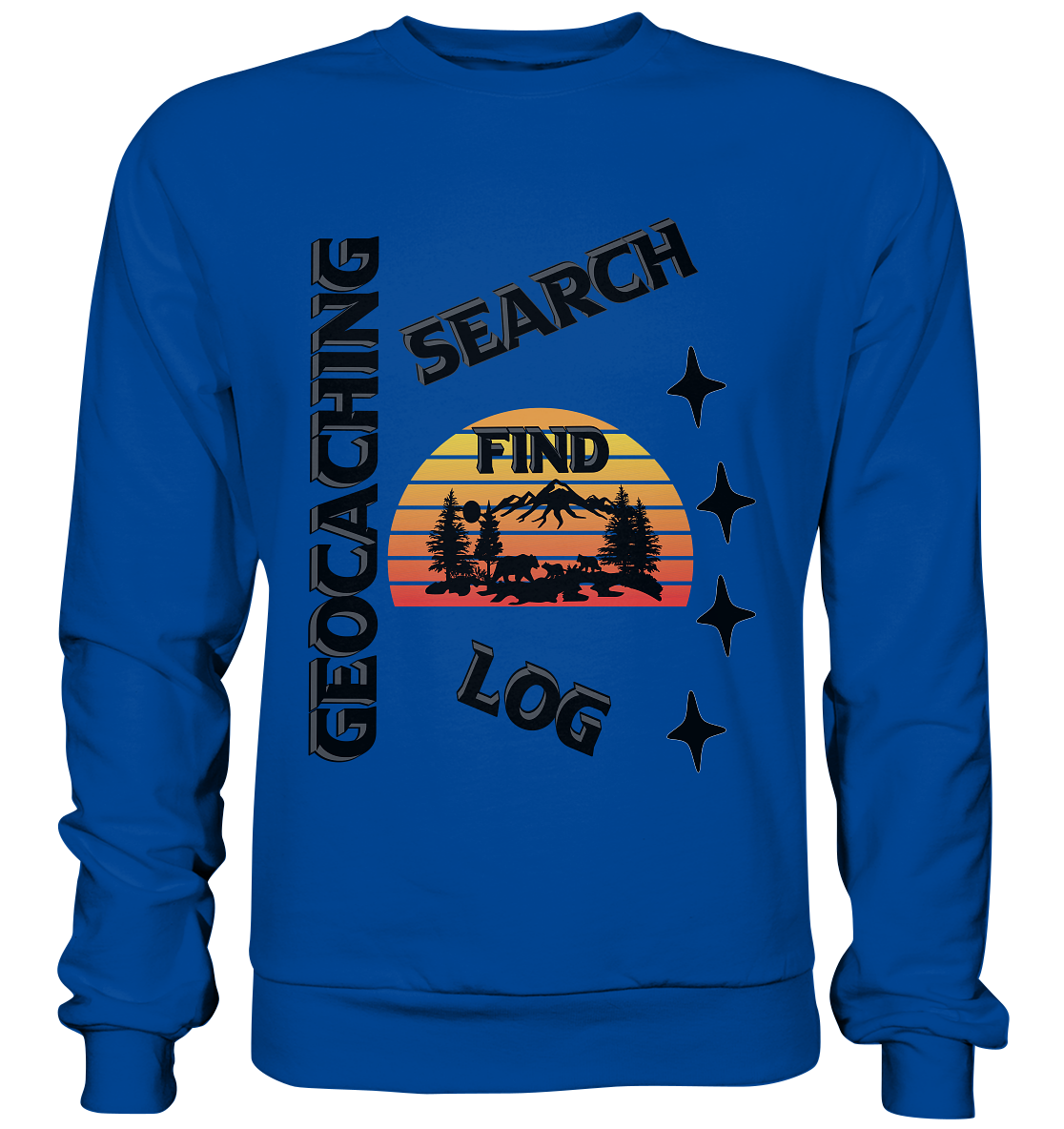 Geocaching, Suchen, Finden und Log,  Geocache Schwarzes Design - Basic Sweatshirt