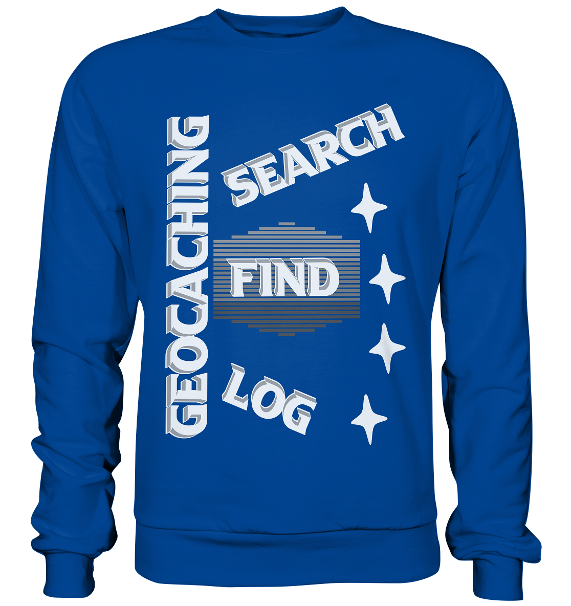 Geocaching-SEARCH-FIND-LOG, Cache Helles Disign Sterne - Basic Sweatshirt