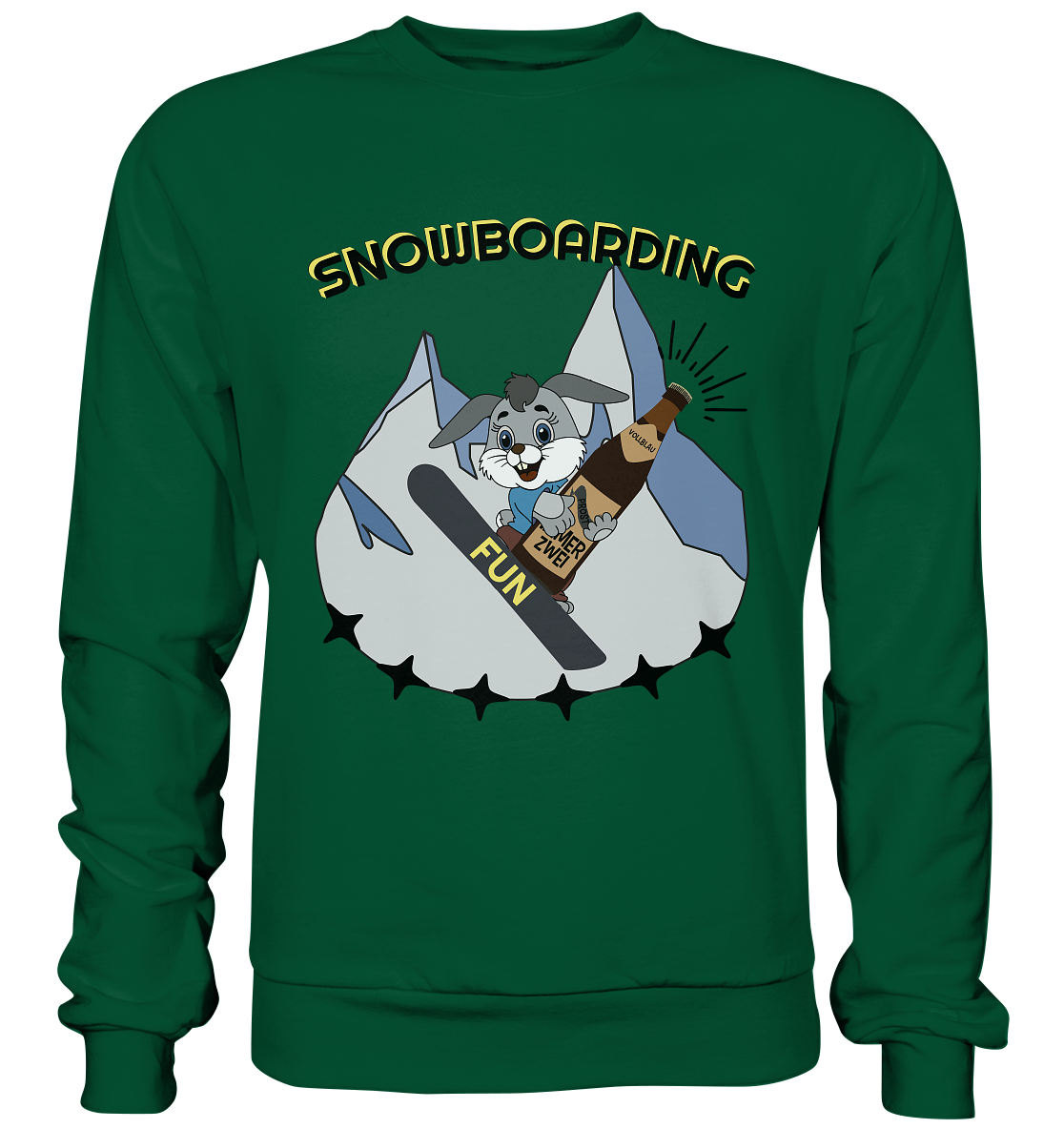 Snowboarding, Apres- Ski, Snowboard, Skihase und Bier - Basic Sweatshirt