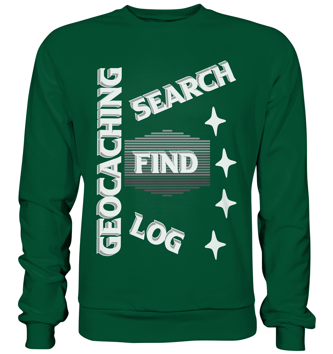 Geocaching-SEARCH-FIND-LOG, Cache Helles Disign Sterne - Basic Sweatshirt