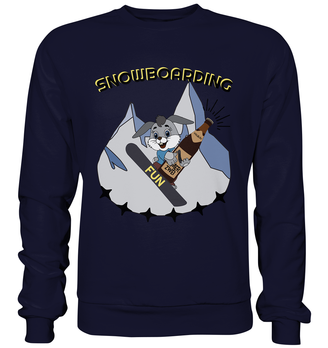 Snowboarding, Apres- Ski, Snowboard, Skihase und Bier - Basic Sweatshirt