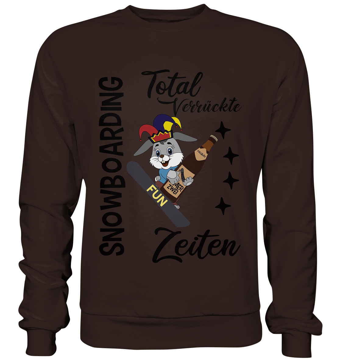 Snowboarding,verrückte Zeiten, Osterhase mit Bierflasche, Faschingsmütze - Basic Sweatshirt