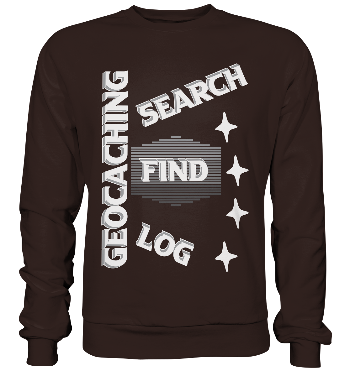 Geocaching-SEARCH-FIND-LOG, Cache Helles Disign Sterne - Basic Sweatshirt