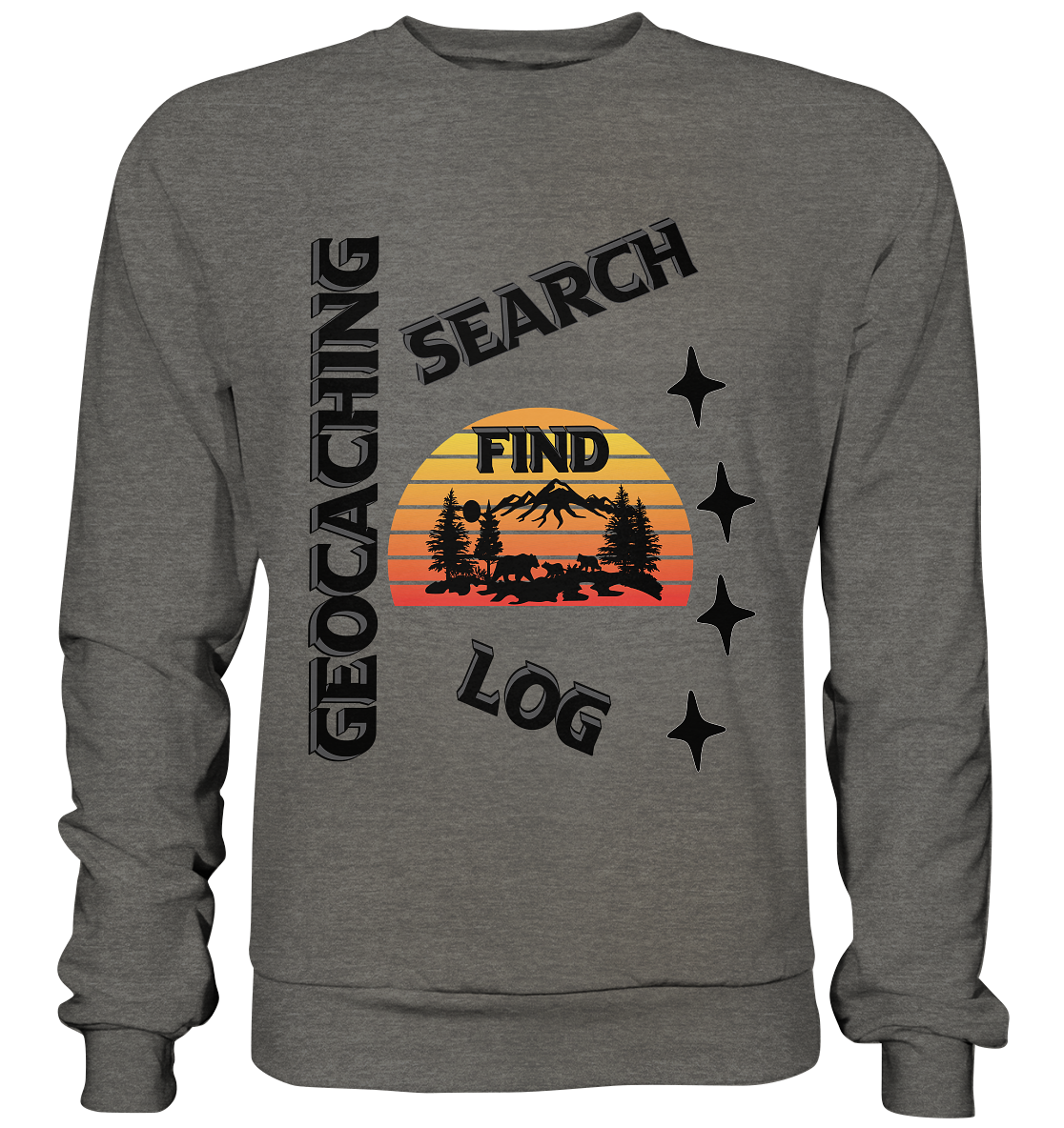 Geocaching, Suchen, Finden und Log, Geocache Schwarzes Design Mounten - Basic Sweatshirt