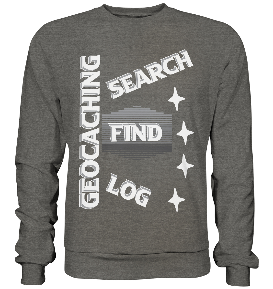 Geocaching-SEARCH-FIND-LOG, Cache Helles Disign Sterne - Basic Sweatshirt