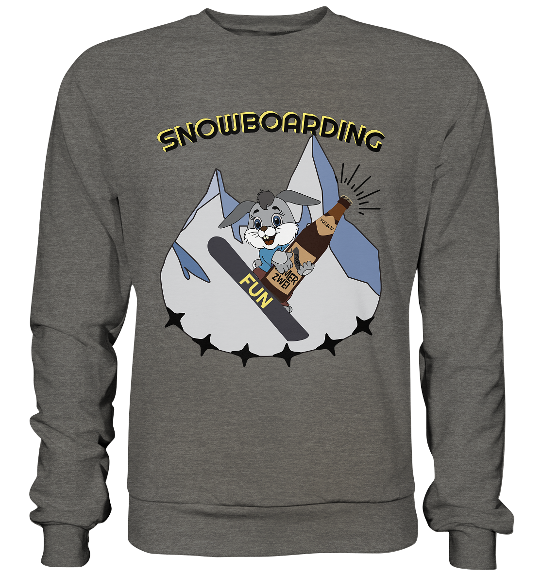 Snowboarding, Apres- Ski, Snowboard, Skihase und Bier - Basic Sweatshirt