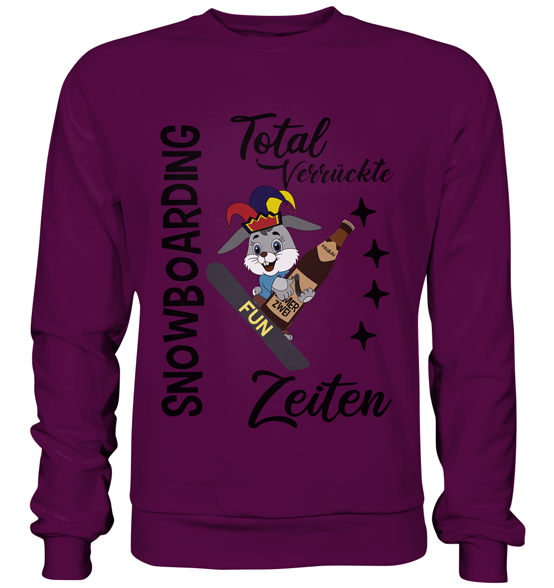 Snowboarding,verrückte Zeiten, Osterhase mit Bierflasche, Faschingsmütze - Basic Sweatshirt