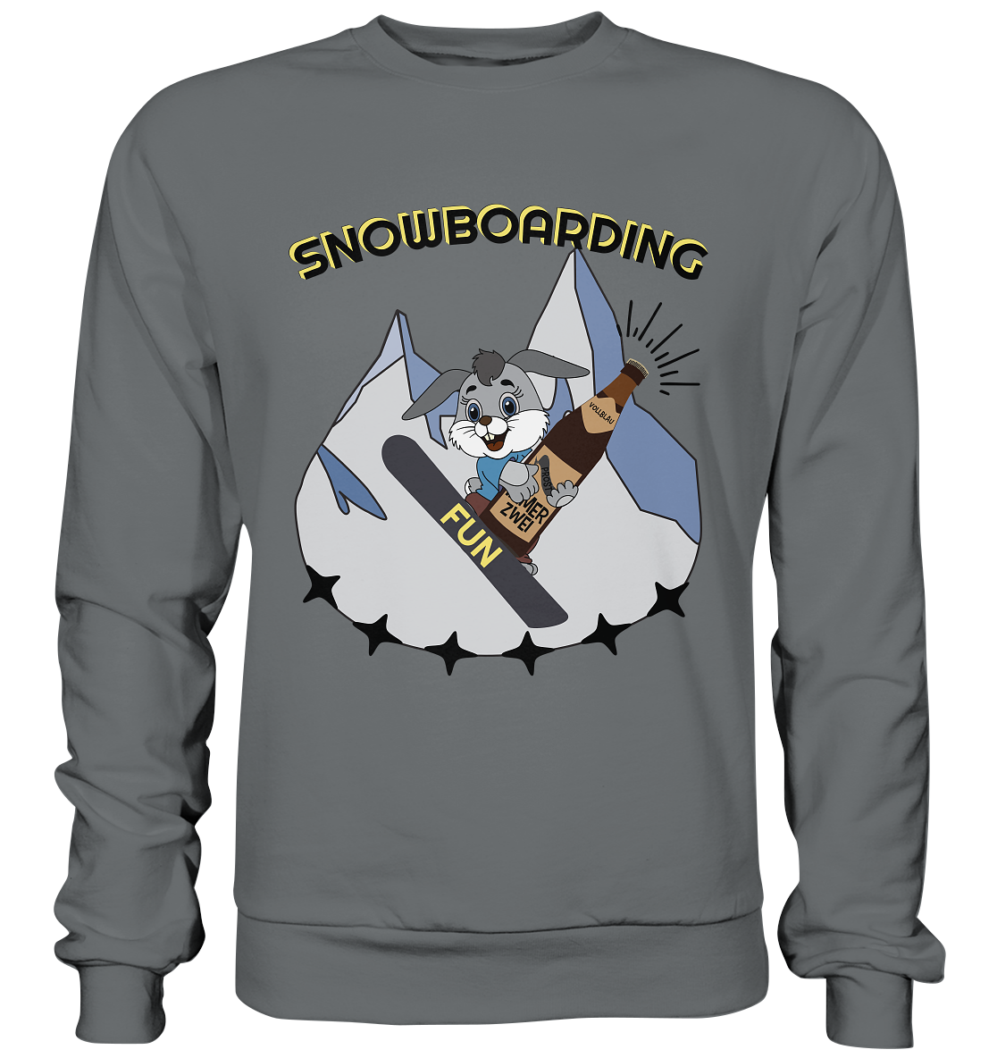 Snowboarding, Apres- Ski, Snowboard, Skihase und Bier - Basic Sweatshirt