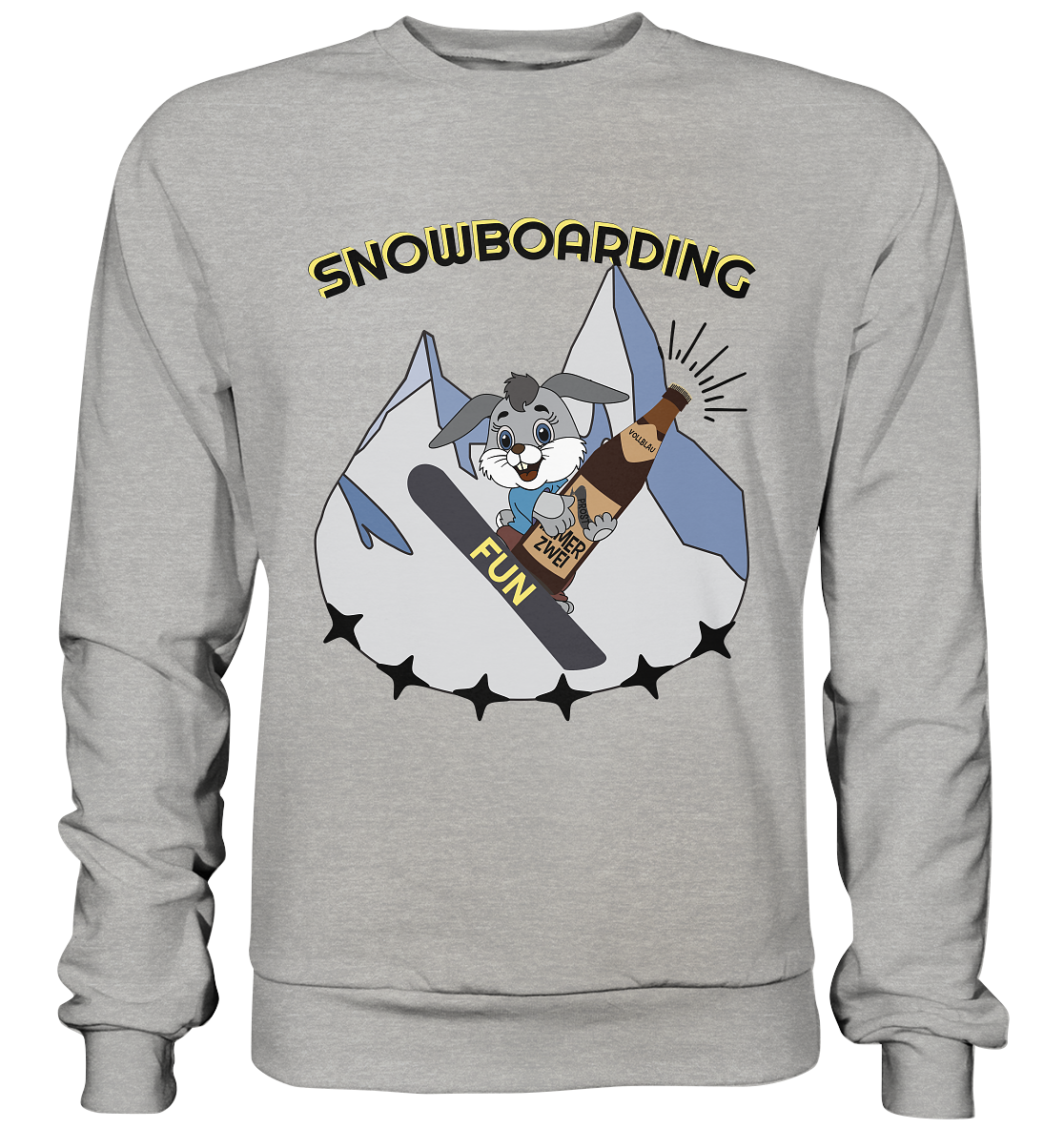 Snowboarding, Apres- Ski, Snowboard, Skihase und Bier - Basic Sweatshirt