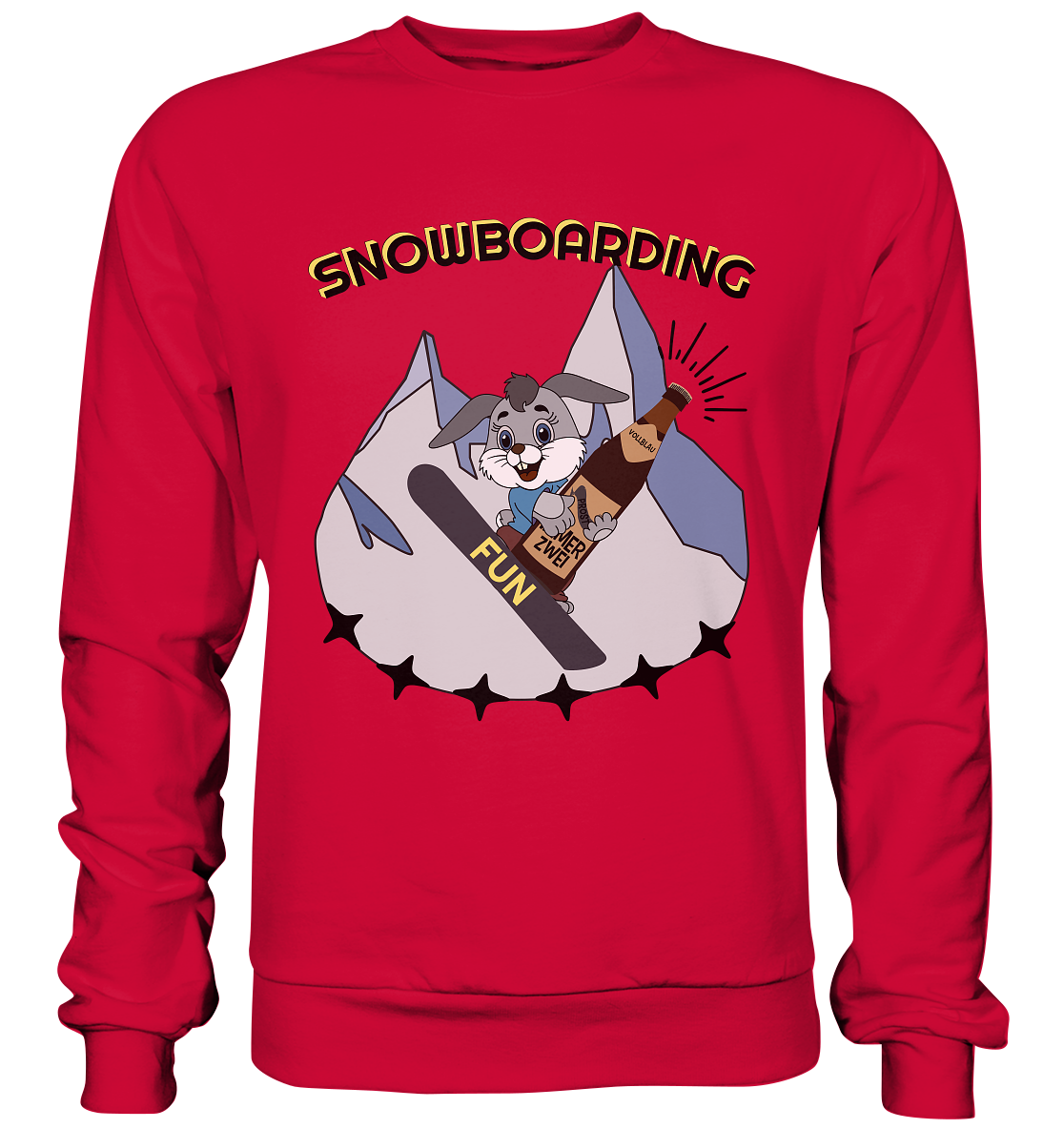 Snowboarding, Apres- Ski, Snowboard, Skihase und Bier - Basic Sweatshirt