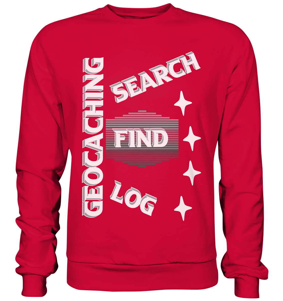 Geocaching-SEARCH-FIND-LOG, Cache Helles Disign Sterne - Basic Sweatshirt