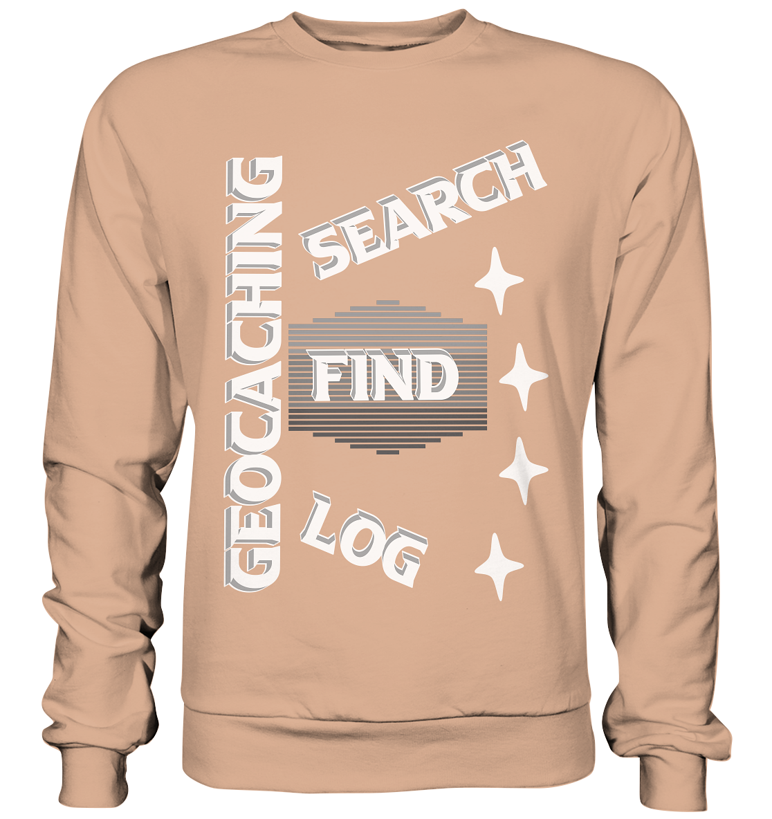 Geocaching-SEARCH-FIND-LOG, Cache Helles Disign Sterne - Basic Sweatshirt