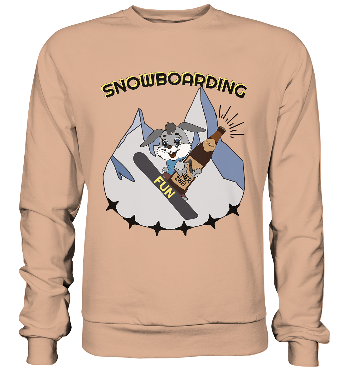 Snowboarding, Apres- Ski, Snowboard, Skihase und Bier - Basic Sweatshirt