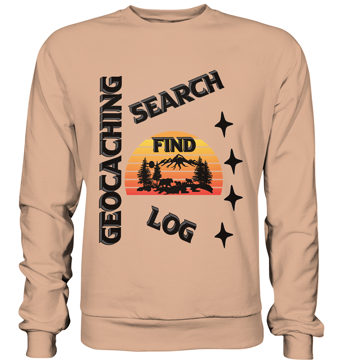 Geocaching, Suchen, Finden und Log,  Geocache Schwarzes Design - Basic Sweatshirt