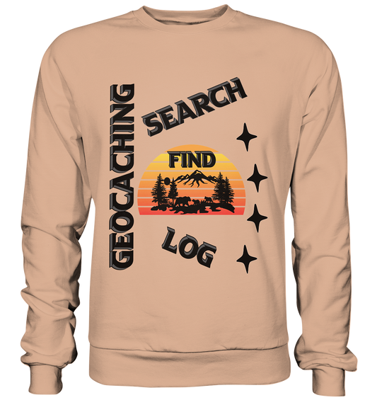 Geocaching, Suchen, Finden und Log,  Geocache Schwarzes Design - Basic Sweatshirt