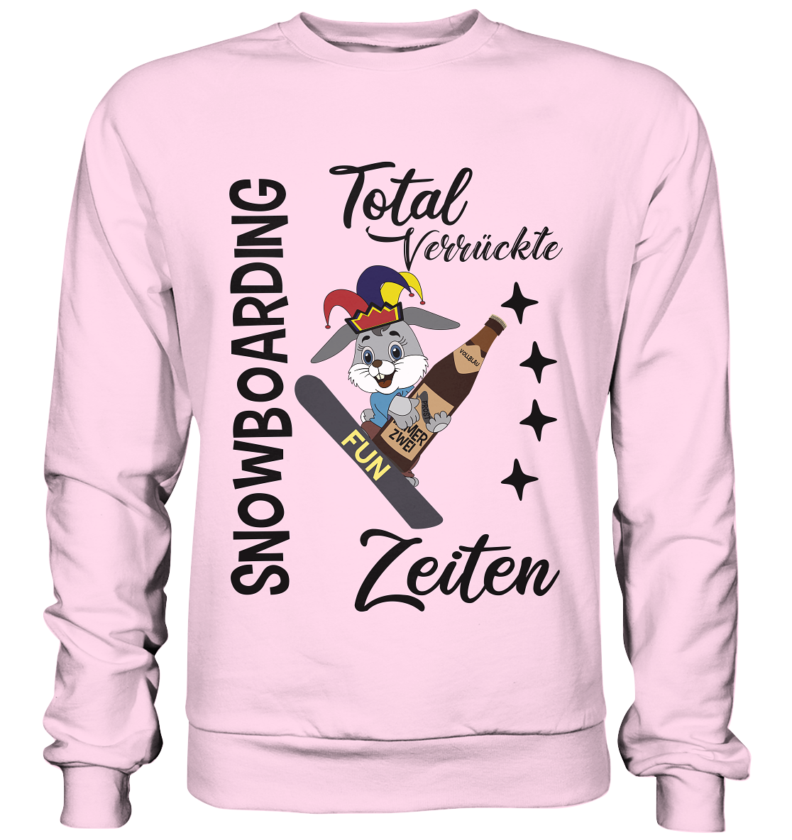 Snowboarding,verrückte Zeiten, Osterhase mit Bierflasche, Faschingsmütze - Basic Sweatshirt