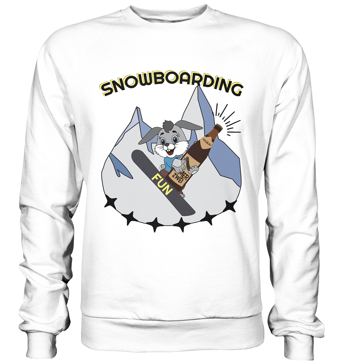 Snowboarding, Apres- Ski, Snowboard, Skihase und Bier - Basic Sweatshirt