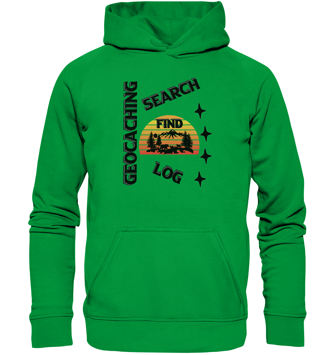 Geocaching, Suchen, Finden und Log, Geocache Schwarzes Design Mounten - Basic Unisex Hoodie