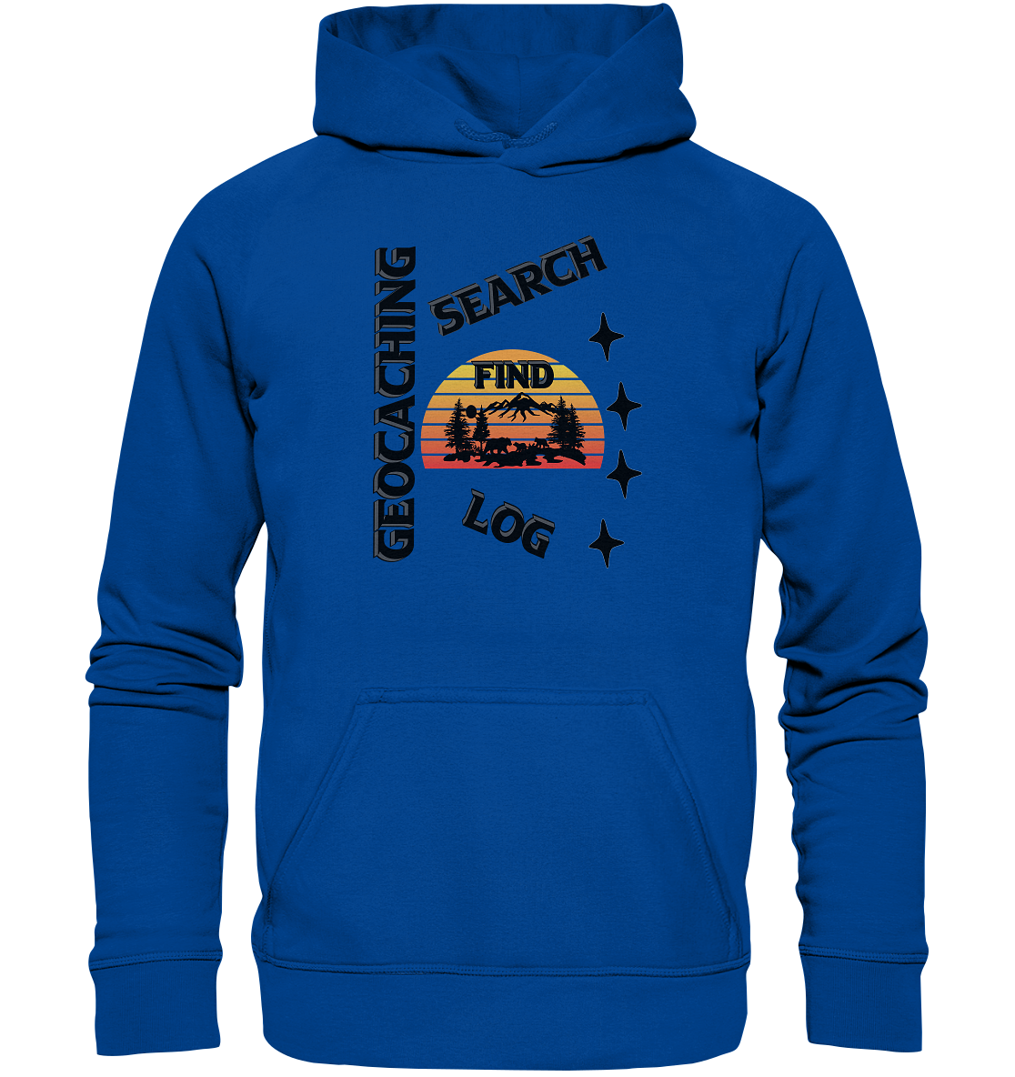 Geocaching, Suchen, Finden und Log, Geocache Schwarzes Design Mounten - Basic Unisex Hoodie