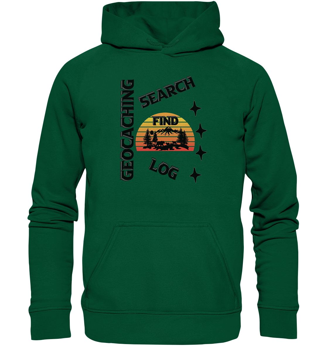 Geocaching, Suchen, Finden und Log, Geocache Schwarzes Design Mounten - Basic Unisex Hoodie