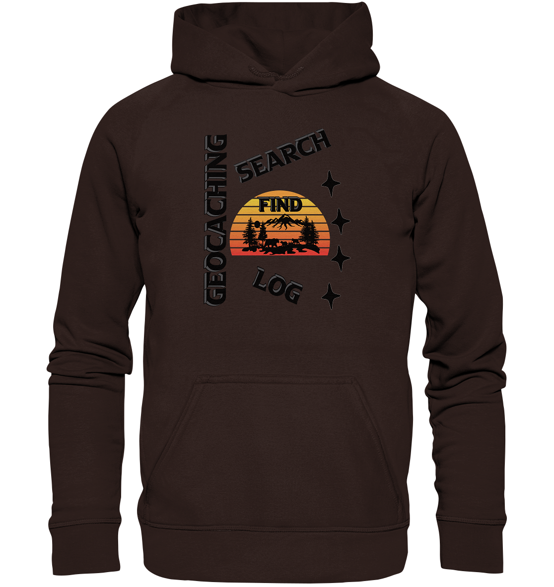 Geocaching, Suchen, Finden und Log, Geocache Schwarzes Design Mounten - Basic Unisex Hoodie