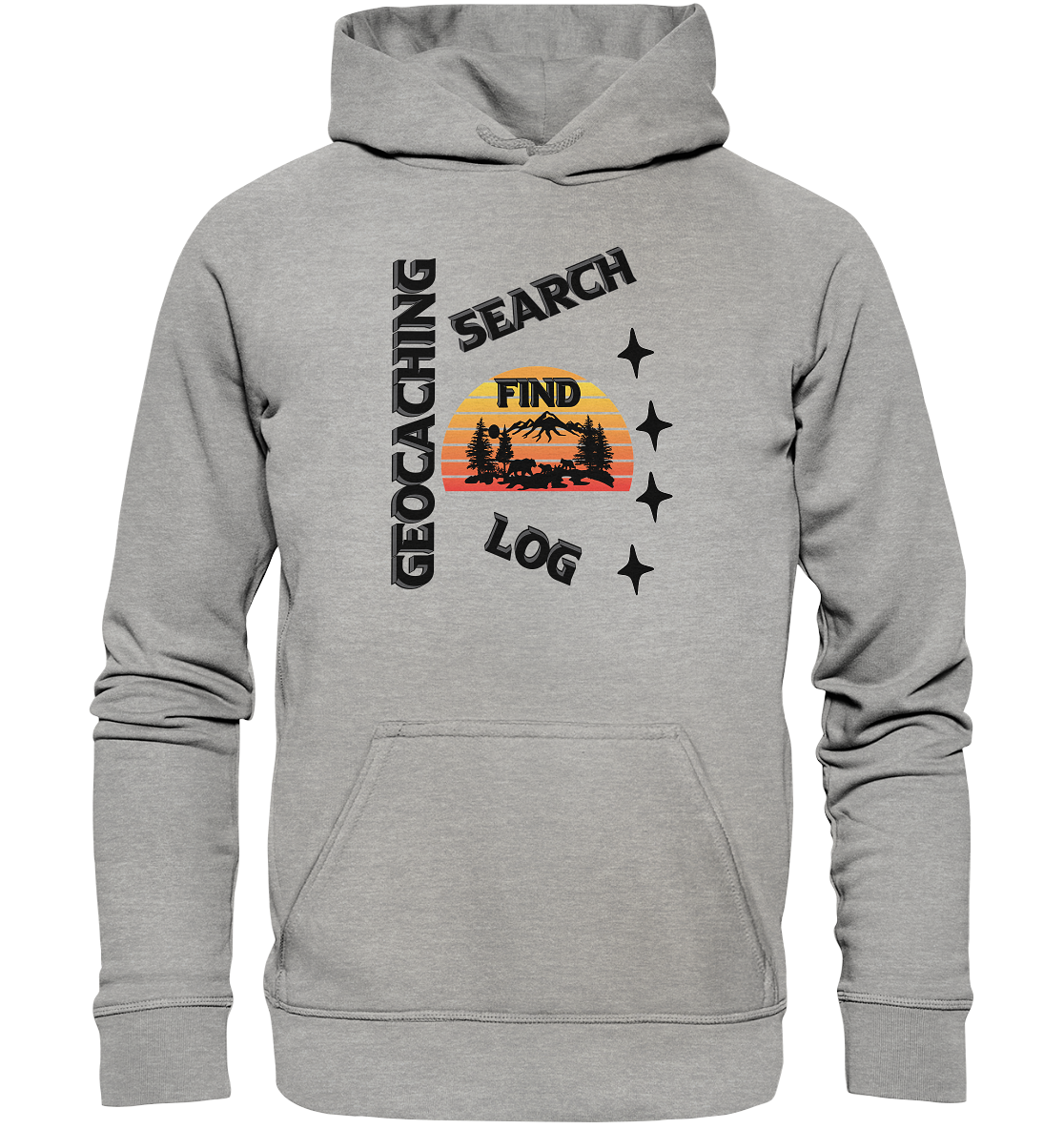 Geocaching, Suchen, Finden und Log, Geocache Schwarzes Design Mounten - Basic Unisex Hoodie