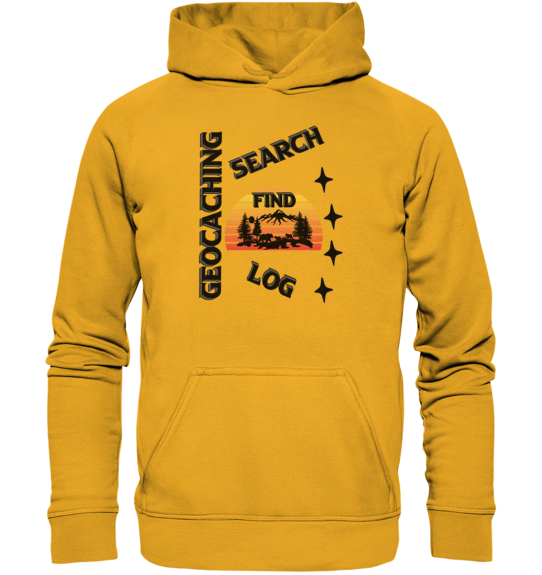 Geocaching, Suchen, Finden und Log, Geocache Schwarzes Design Mounten - Basic Unisex Hoodie