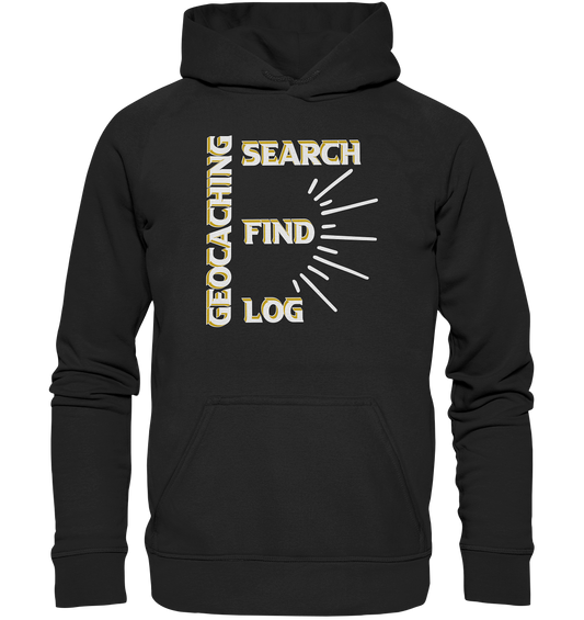 Geocaching-SEARCH-FIND-LOG, Cache Helles Disign - Basic Unisex Hoodie XL