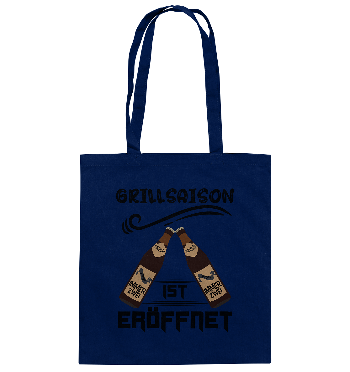 Grillsaison ist eröffnet, Grillen, Party, Feiern, Schwarzes Design - Baumwolltasche