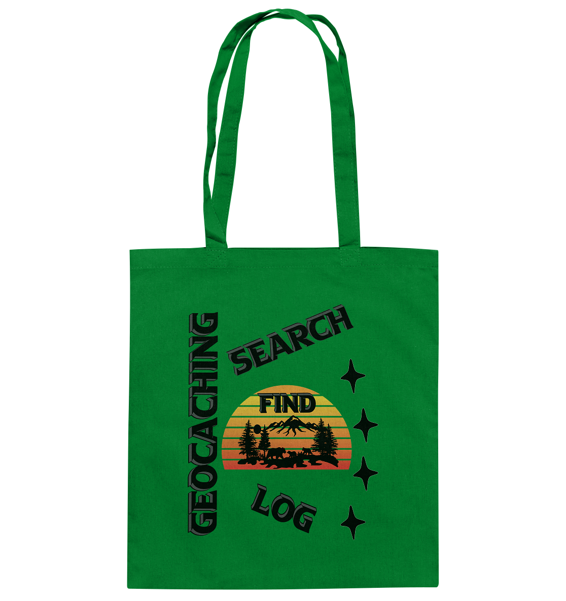 Geocaching, Suchen, Finden und Log, Geocache Schwarzes Design Mounten - Baumwolltasche