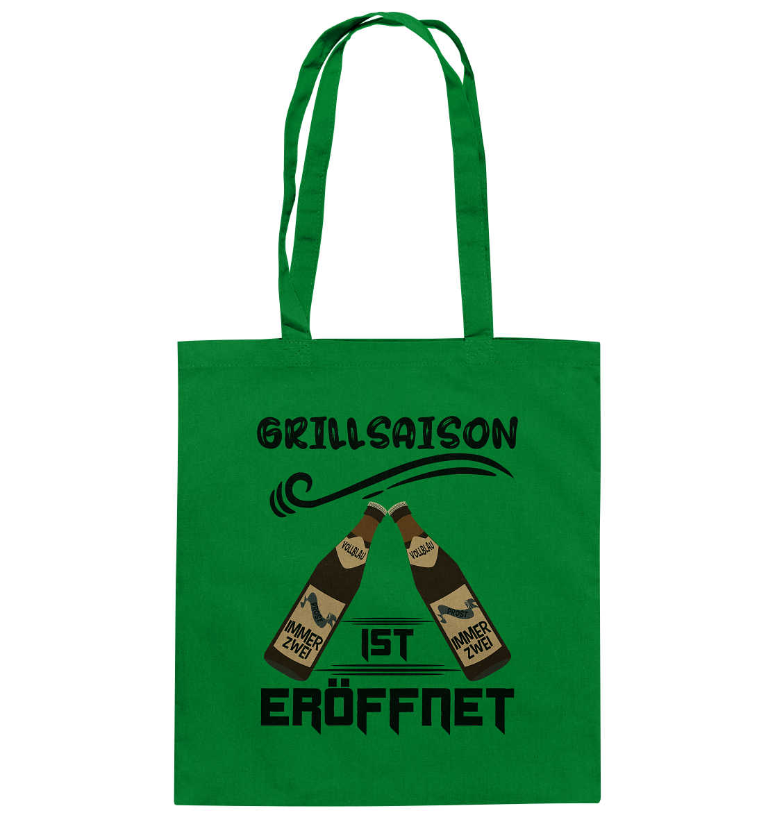 Grillsaison ist eröffnet, Grillen, Party, Feiern, Schwarzes Design - Baumwolltasche