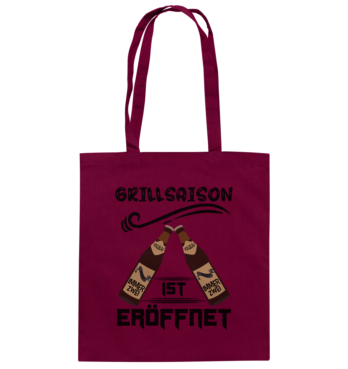 Grillsaison ist eröffnet, Grillen, Party, Feiern, Schwarzes Design - Baumwolltasche