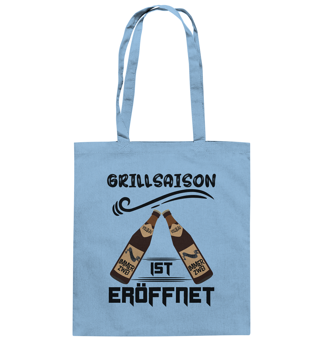 Grillsaison ist eröffnet, Grillen, Party, Feiern, Schwarzes Design - Baumwolltasche