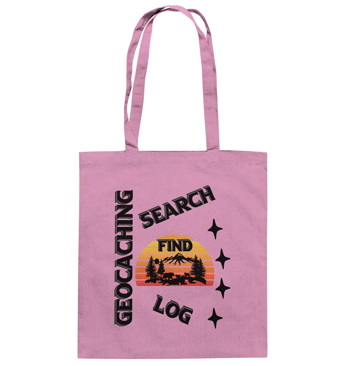 Geocaching, Suchen, Finden und Log,  Geocache Schwarzes Design - Baumwolltasche