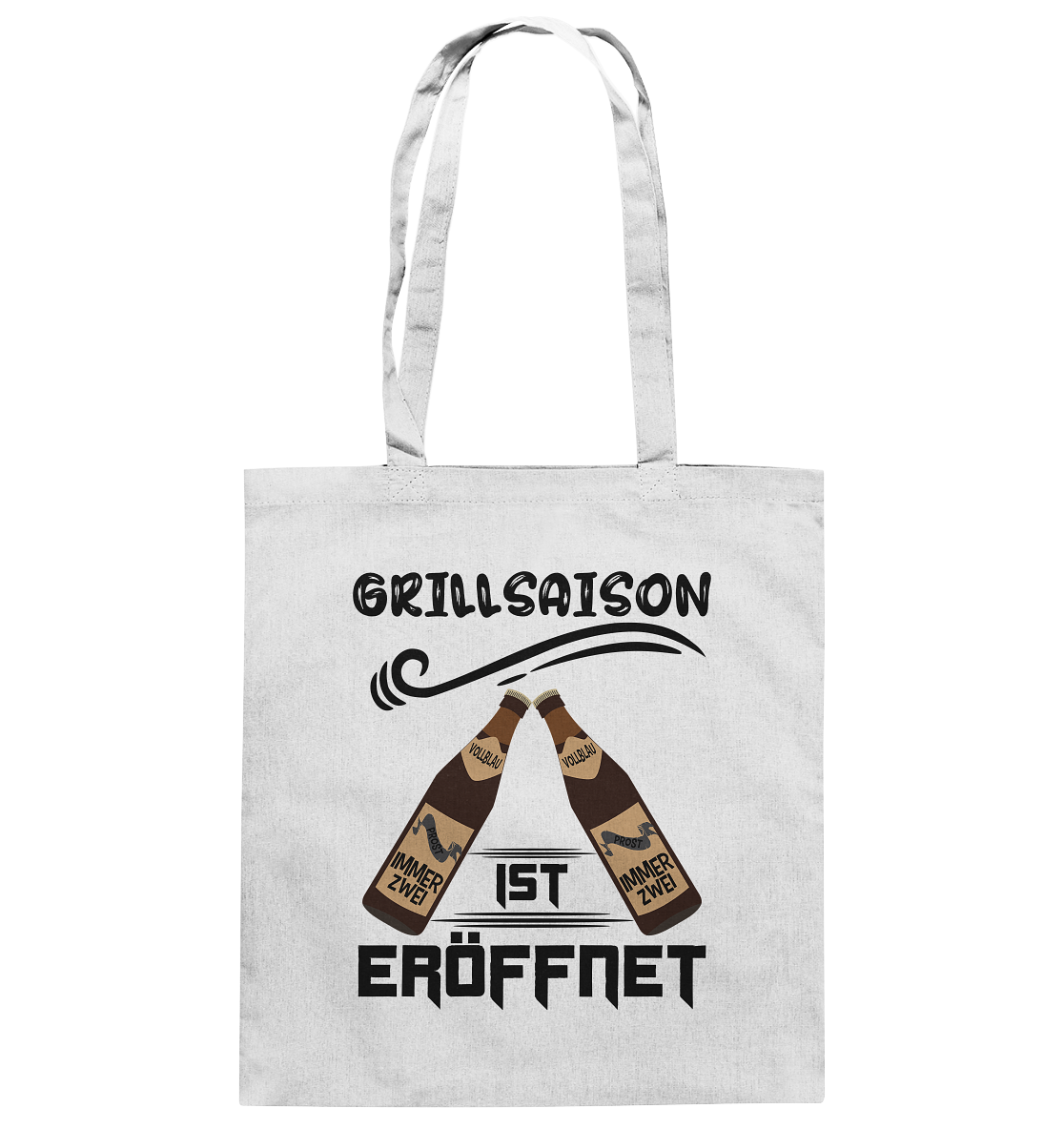 Grillsaison ist eröffnet, Grillen, Party, Feiern, Schwarzes Design - Baumwolltasche