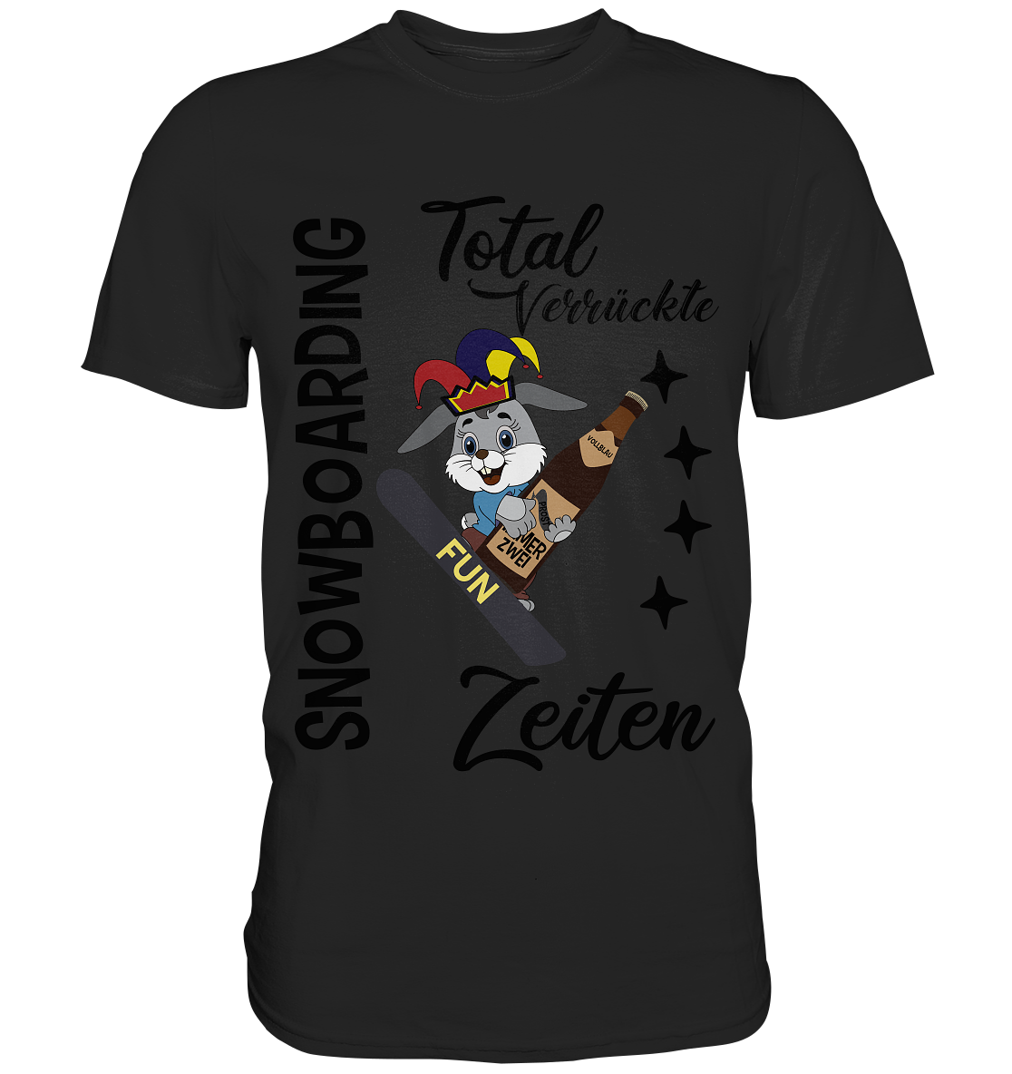 Snowboarding,verrückte Zeiten, Osterhase mit Bierflasche, Faschingsmütze - Classic Shirt