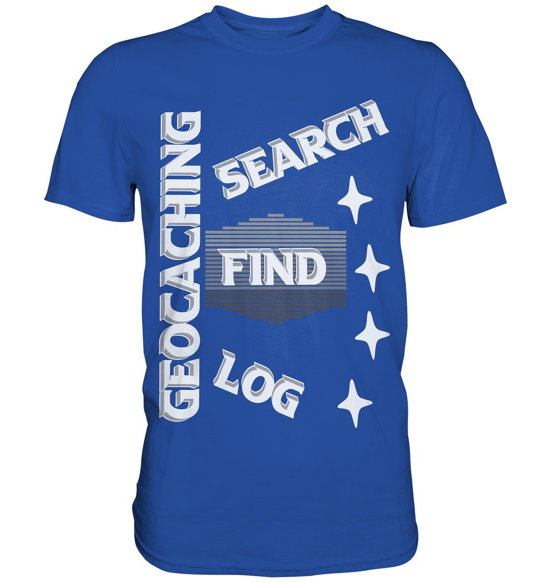 Geocaching-SEARCH-FIND-LOG, Cache Helles Disign Sterne - Classic Shirt