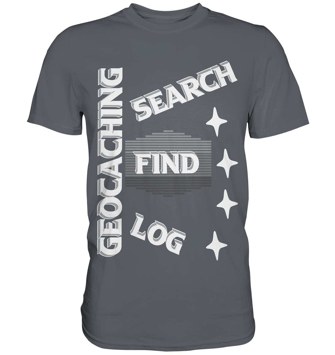 Geocaching-SEARCH-FIND-LOG, Cache Helles Disign Sterne - Classic Shirt