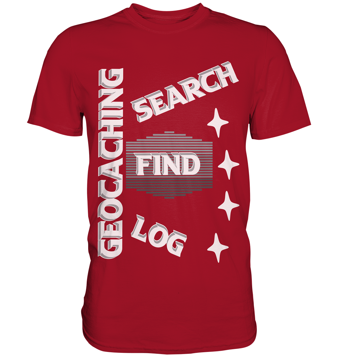 Geocaching-SEARCH-FIND-LOG, Cache Helles Disign Sterne - Classic Shirt